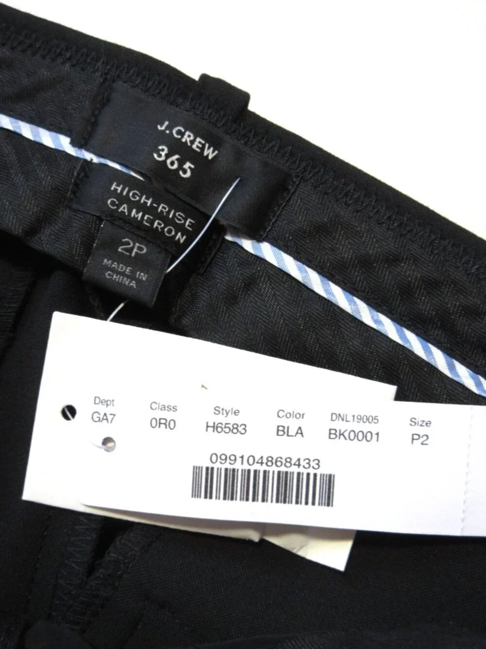 NWT J.Crew Petite High Rise Cameron in Black Four Season Stretch Pants 2P
